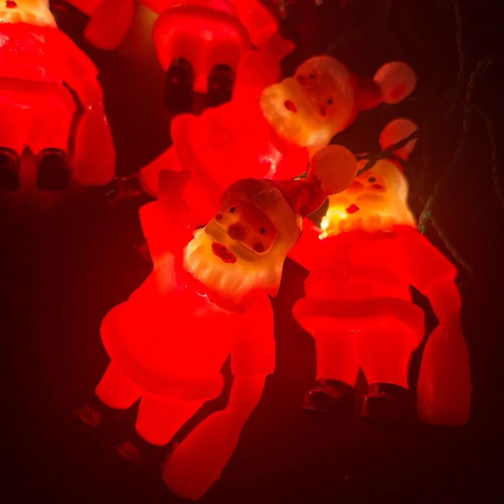 Vintage Lights‎ Santa Claus Blow Mold String Christmas Holiday Red White Set 10